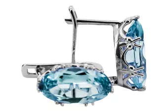 Vintage craft Earrings Aquamarine Sterling silver 925 vec021s